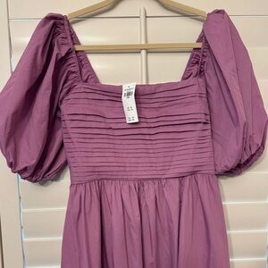 NWT Abercrombie & Fitch Emerson Poplin Puff Sleeve Midi Dress